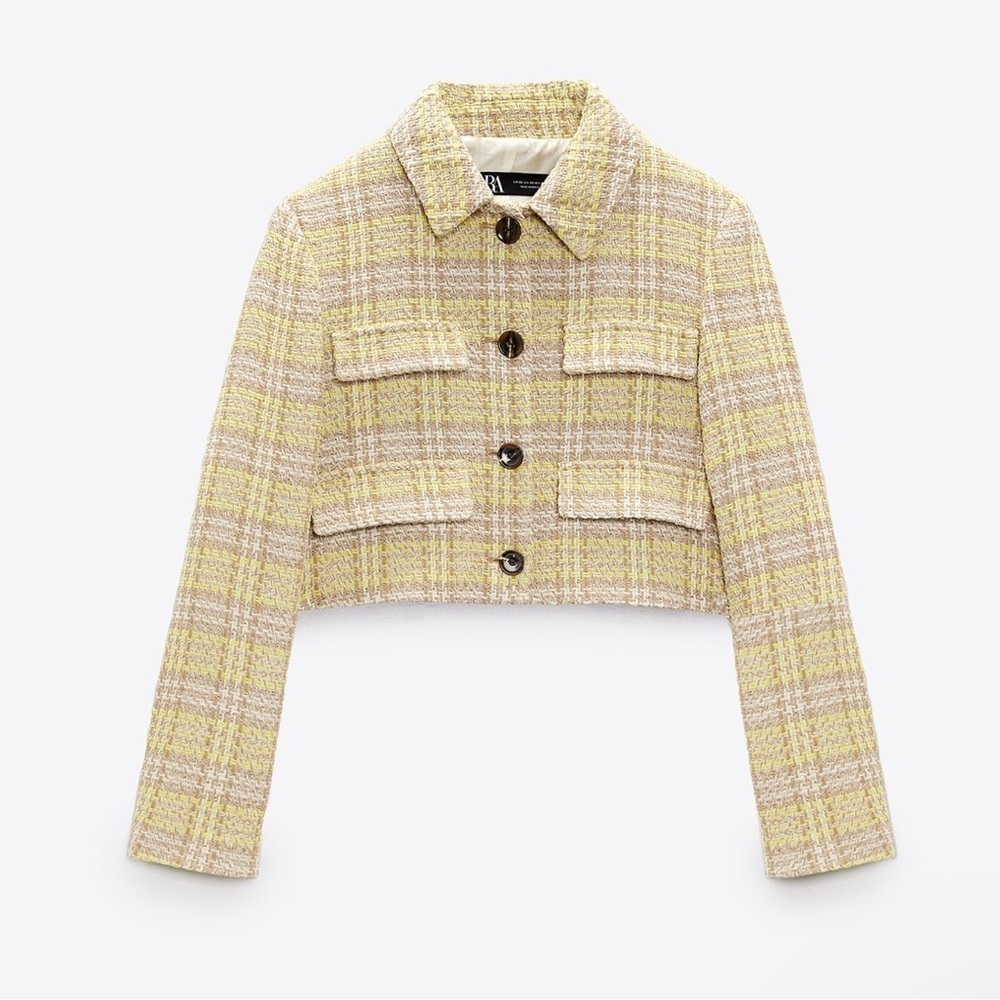 Zara Bloggers Fav‎ Luxury Cropped Textured Lapel Collar Long Sleeves Size M - Picture 3 of 15